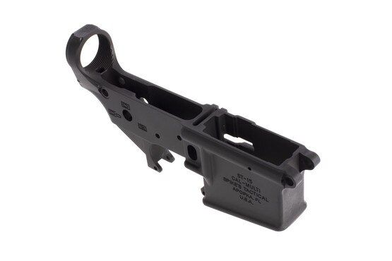 The Spike's Tactical Logo-less stripped AR-15 lower receiver features a low shelf for maximum trigger compatibility